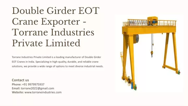 double girder eot crane exporter torrane