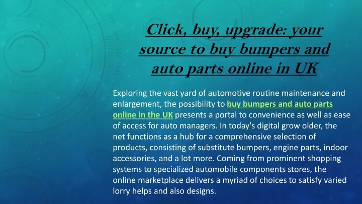 click buy upgrade your source to buy bumpers and auto parts online in uk