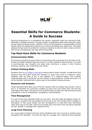 Essential Skills for Commerce Students