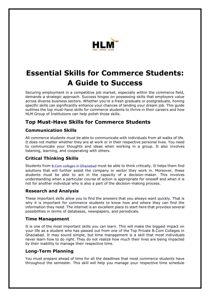 essential skills for commerce students a guide