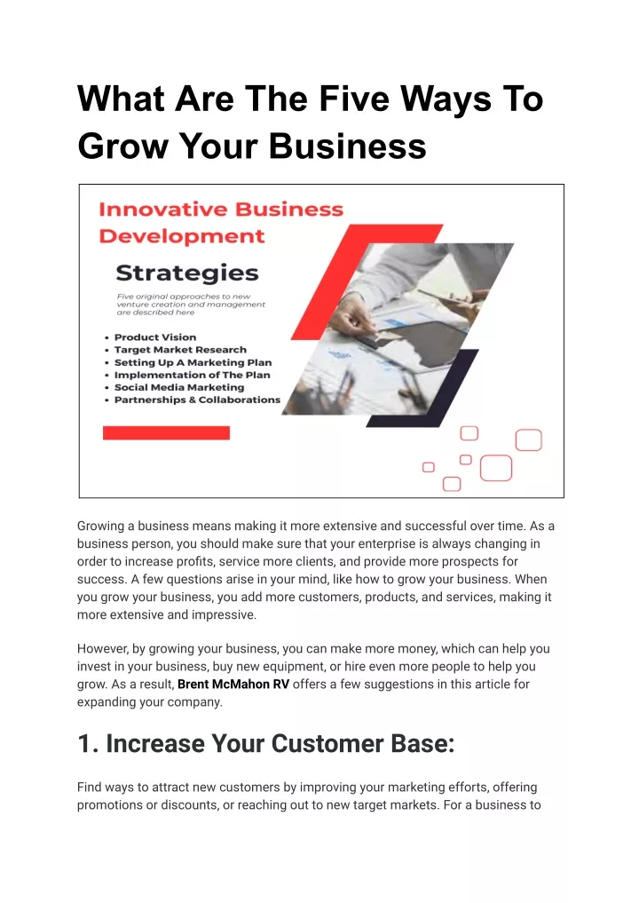 what are the five ways to grow your business