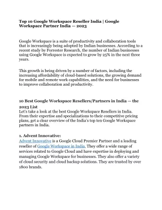 Google Workspace Reseller India