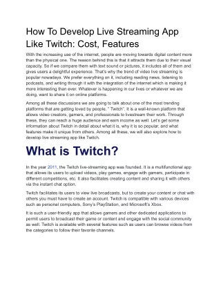 How To Develop Live Streaming App Like Twitch_ Cost, Features