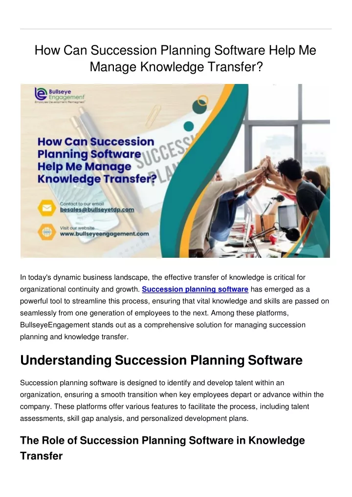 how can succession planning software help