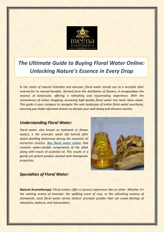 The Ultimate Guide to Buying Floral Water Online: Unlocking Nature's Essence in