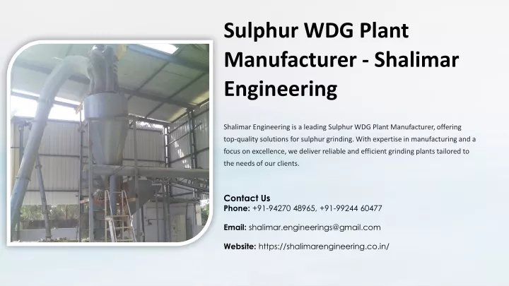 sulphur wdg plant manufacturer shalimar