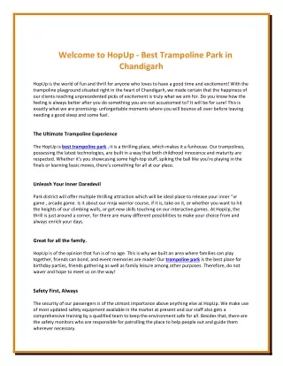 Welcome to HopUp - Best Trampoline Park in Chandigarh