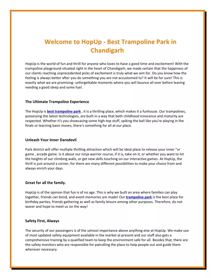 welcome to hopup best trampoline park
