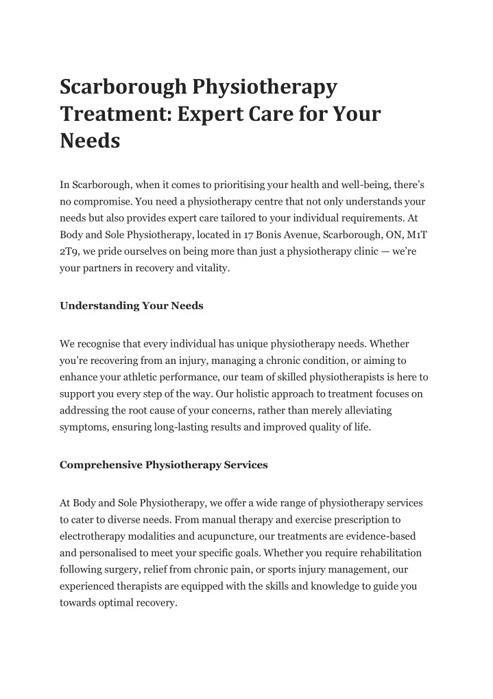 scarborough physiotherapy treatment expert care