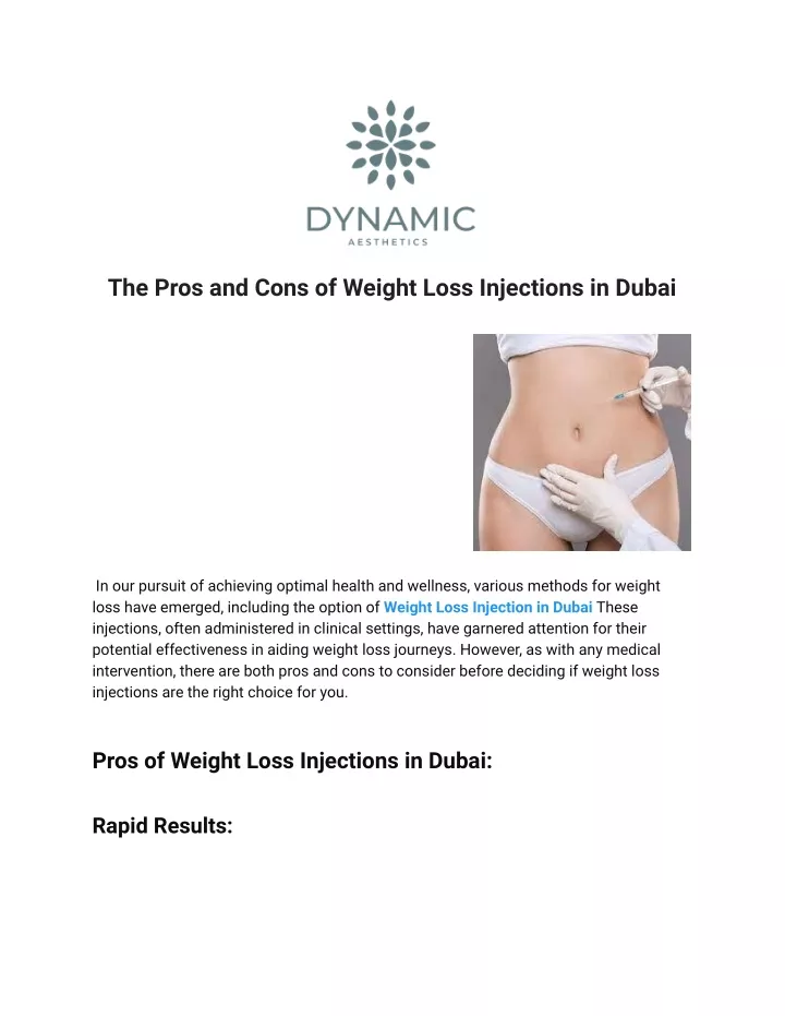 the pros and cons of weight loss injections