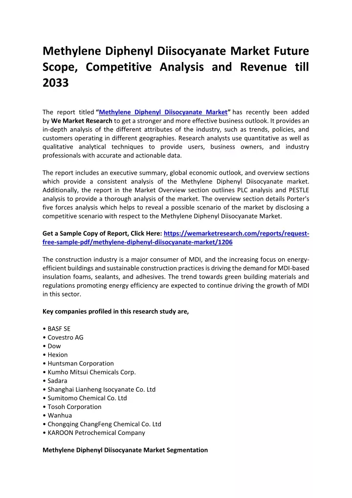 methylene diphenyl diisocyanate market future