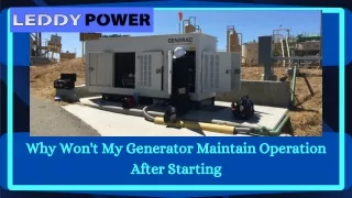 Why Won't My Generator Maintain Operation After Starting