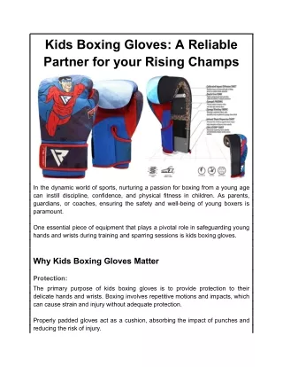 Kids Boxing Gloves: A Reliable Partner for Your Rising Champs