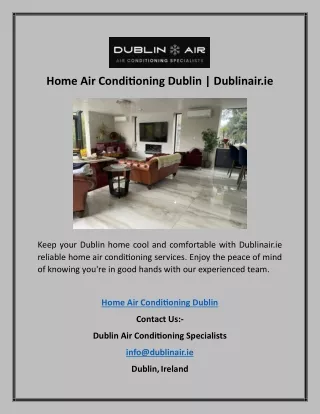 Home Air Conditioning Dublin | Dublinair.ie