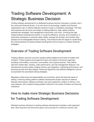 trading software development a strategic business