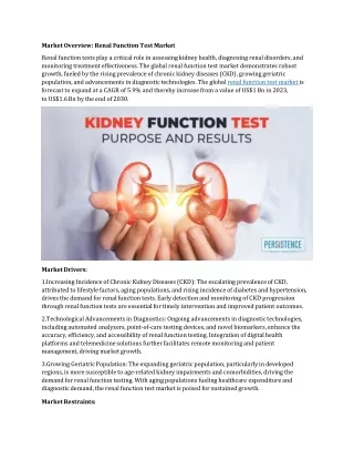 market overview renal function test market renal