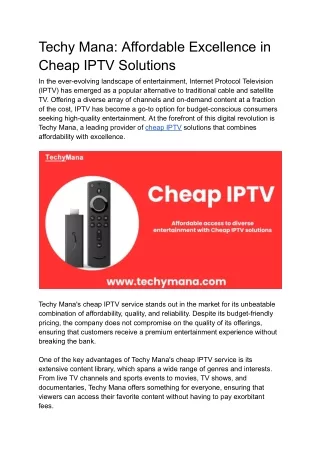 Explore Diverse Content with Cheap IPTV Solutions