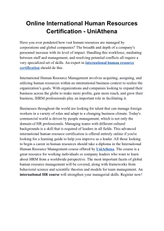 online international human resources