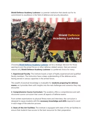 Why Should You Choose Shield Defence Academy Lucknow?
