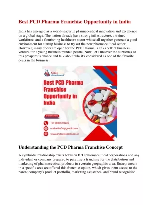 Best PCD Pharma Franchise Opportunity in India