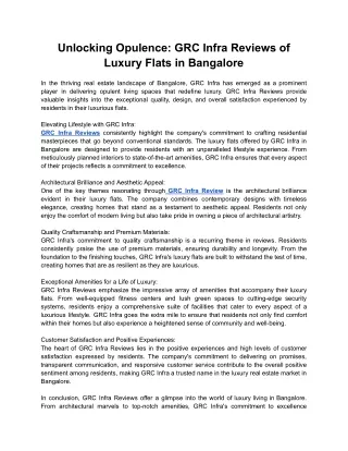 Unlocking Opulence_ GRC Infra Reviews of Luxury Flats in Bangalore