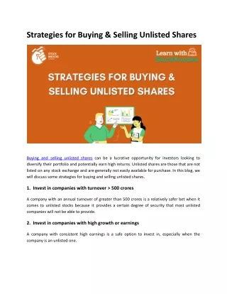 Strategies for Buying & Selling Unlisted Shares