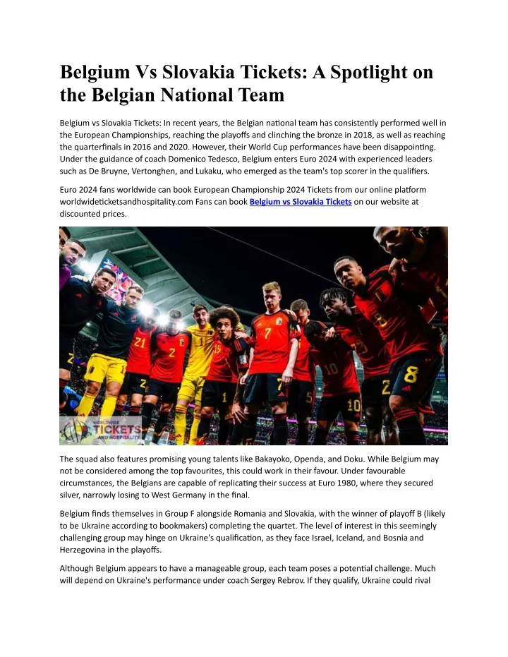 belgium vs slovakia tickets a spotlight