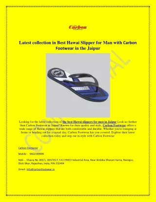 Latest collection in Best Hawai Slipper for Man with Carbon Footwear in the Jaipur