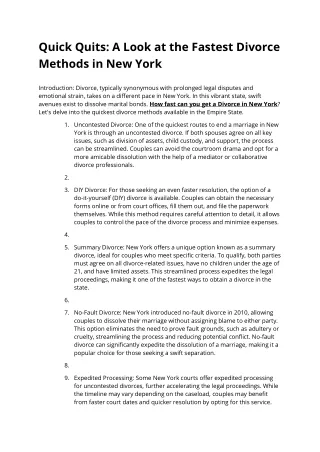 quick quits a look at the fastest divorce methods