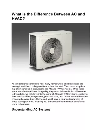 AC and HVAC Differance