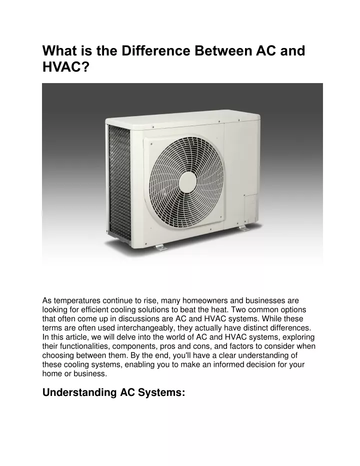 what is the difference between ac and hvac