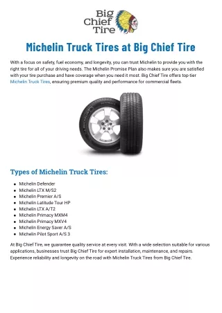 Michelin Truck Tires at Big Chief Tire