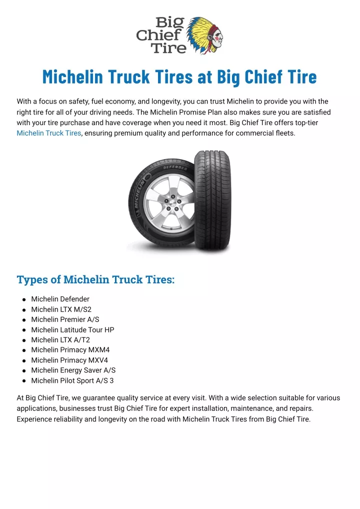 michelin truck tires at big chief tire