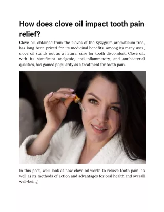 How does clove oil impact tooth pain relief