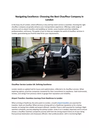 Choosing the Best Chauffeur Company in London