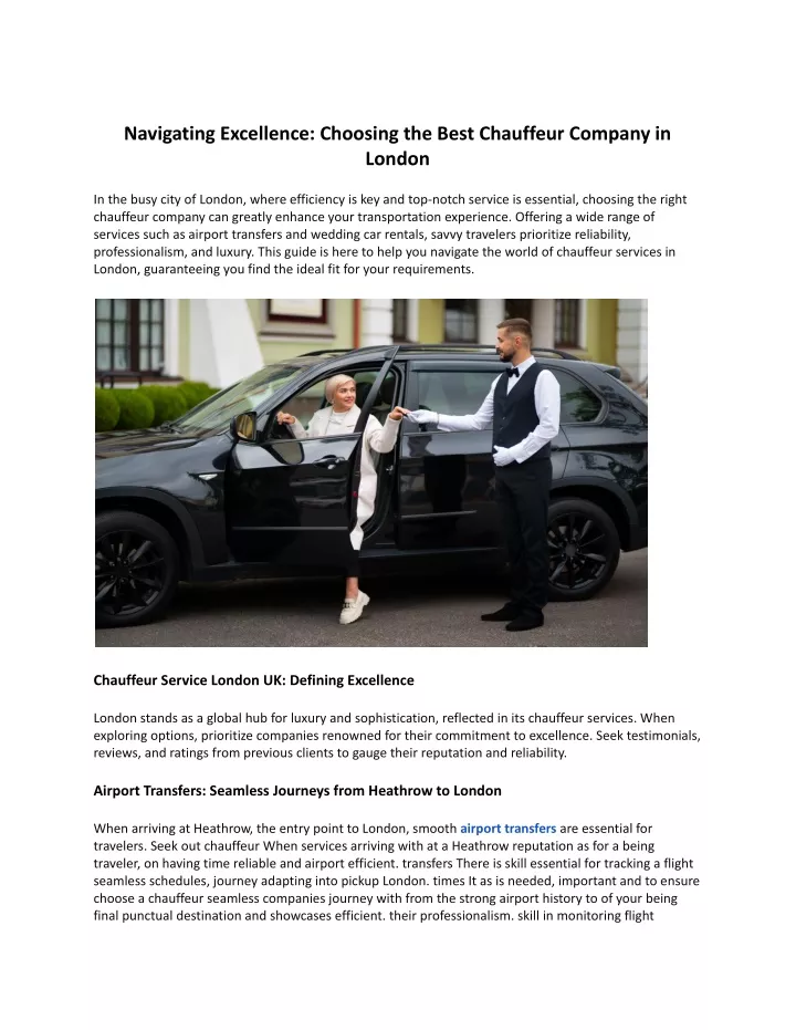 navigating excellence choosing the best chauffeur