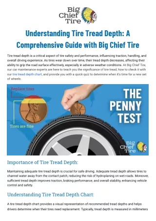 Understanding Tire Tread Depth with Big Chief Tire