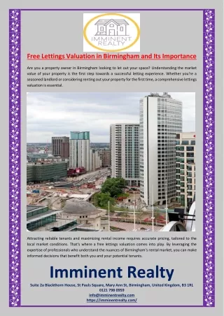 Free Lettings Valuation in Birmingham and Its Importance