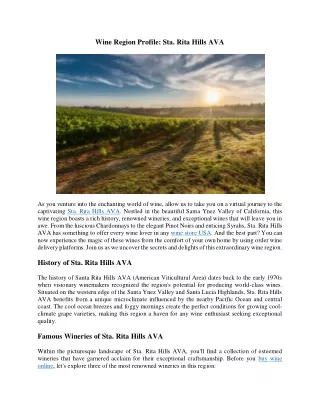 Wine Region Profile- Sta. Rita Hills AVA