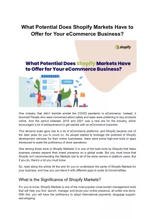 what potential does shopify markets have to offer