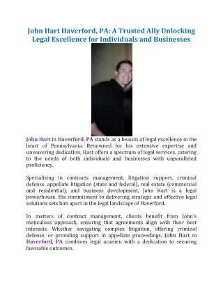 John Hart Haverford, PA: A Trusted Ally Unlocking Legal Excellence for Individuals and Businesses