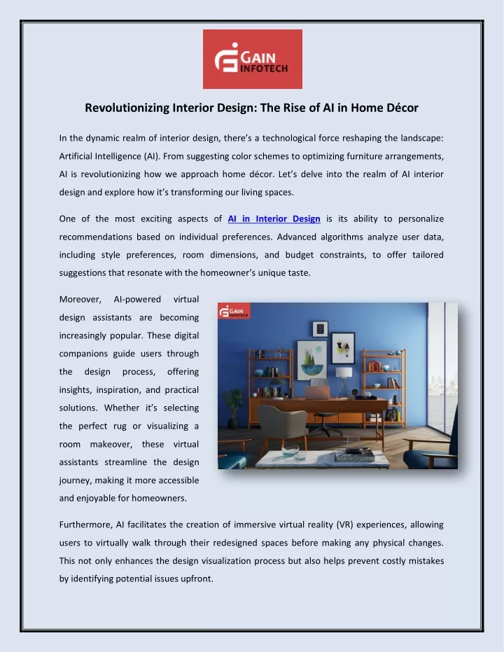 PPT - Revolutionizing Interior Design: The Rise of AI in Home Décor PowerPoint Presentation - ID 