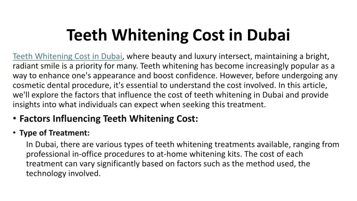 teeth whitening cost in dubai