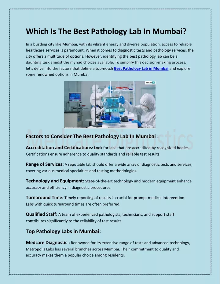 which is the best pathology lab in mumbai