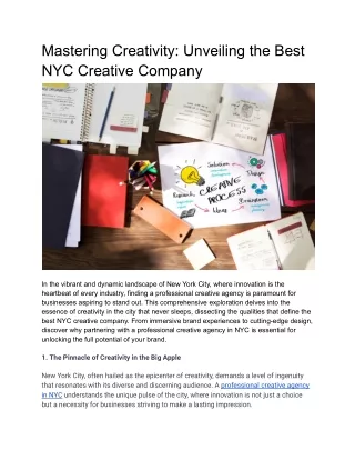 Mastering Creativity_ Unveiling the Best NYC Creative Company
