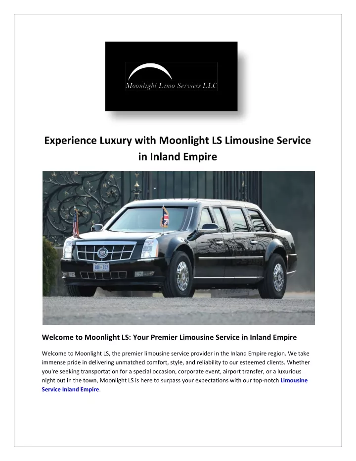 experience luxury with moonlight ls limousine