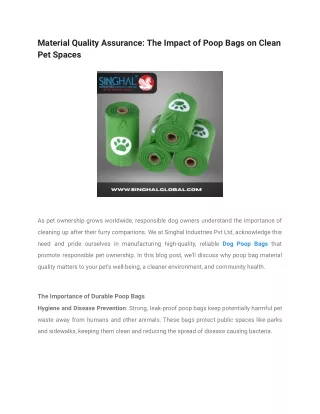 material quality assurance the impact of poop