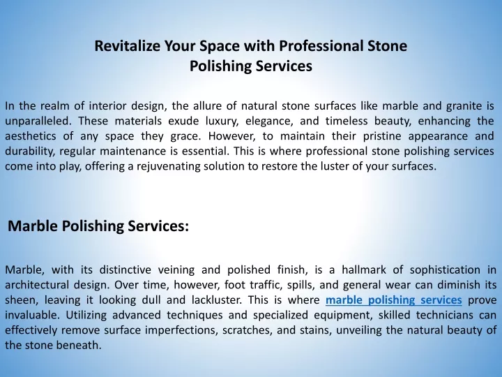 revitalize your space with professional stone