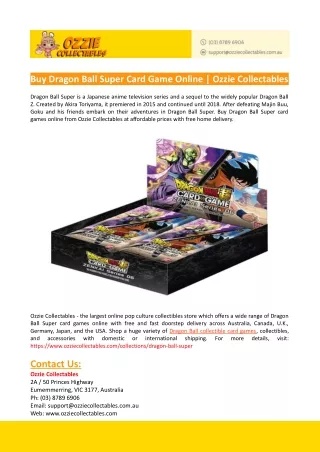 Buy Dragon Ball Super Card Game Online