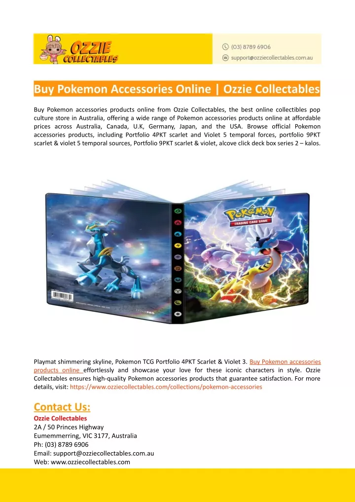 buy pokemon accessories online ozzie collectables